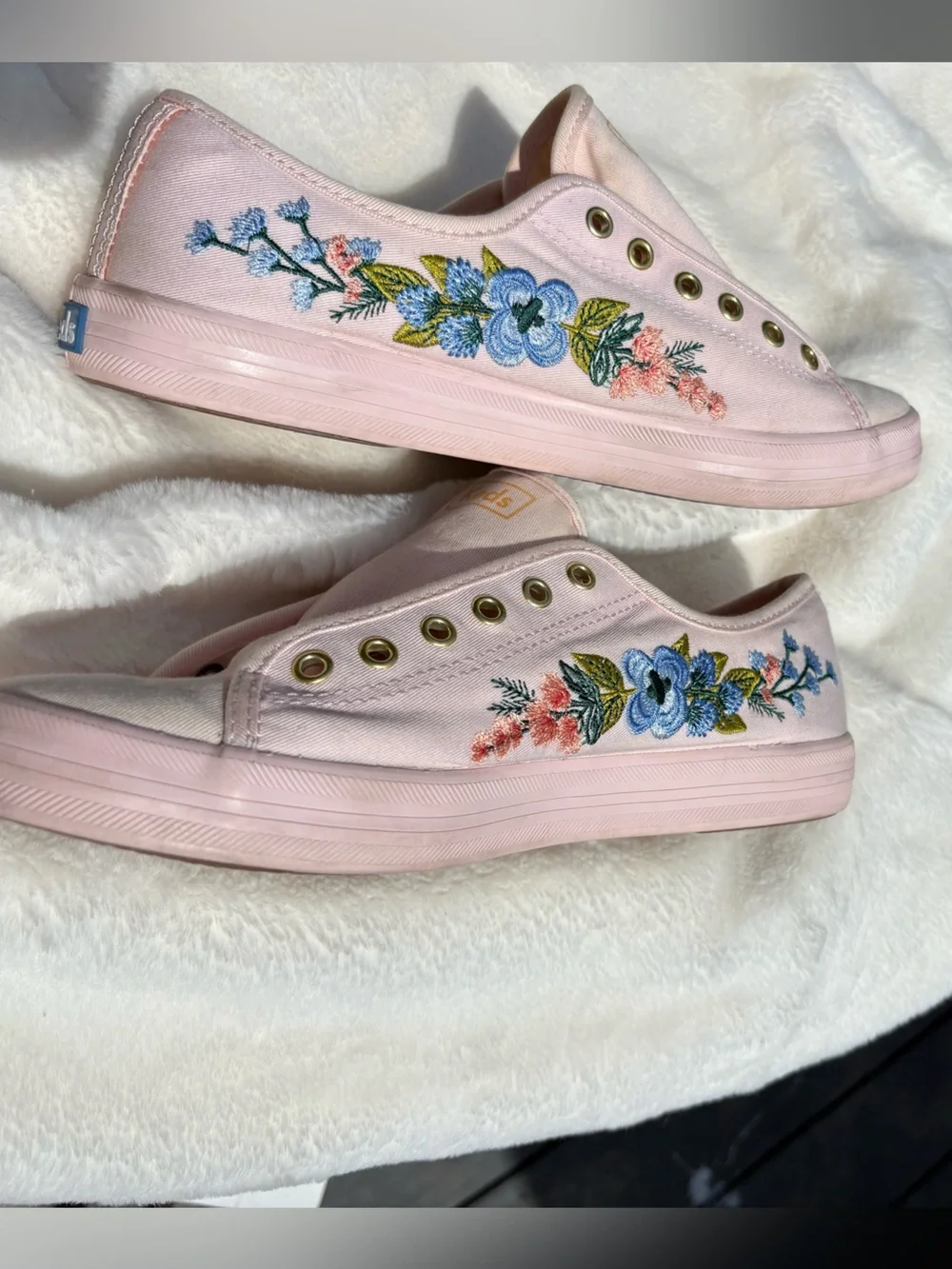 Keds x Rifle Paper Co Floral Embroidered Platform Sneakers Size 8.5 Canvas Shoes